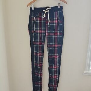 Mens Red Plaid Drawstring Pants Size Small By Kdnk Trac Pants With Zippers.